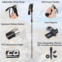 Hiking Poles Nordic Walking Poles 110-130cm Foldable Adjustable Lightweight Unisex