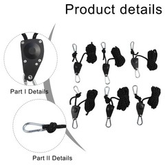 Metal Pulley Regulator 6pcs Outdoor Tent Fixer with Reflective Rope Kit