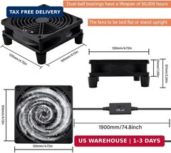 Quiet 120mm Router Fan Cooler with L/M/H 3-Degree Speed Controller, DC 5V USB Po
