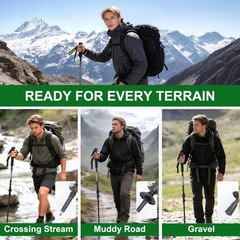 Pair of 2 Trekking Poles Walking Hiking Sticks Anti-shock Adjustable Alpenstock