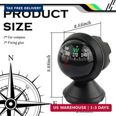 Compass for Car with Bottom Stick Car Compass Ball,Adjustible and Night Vision C