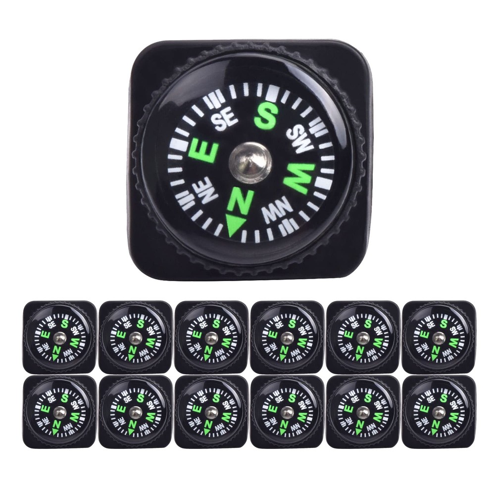 15Pk Hard Shell Liquid Filled Mini Button Compass for Outdoor Hiking Wrist Watch