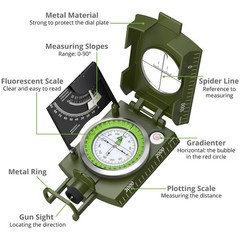 Proster IP65 Compass Hiking Survival – Lensatic Sighting Armygreen