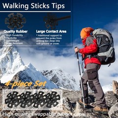 Rubber Trekking Pole Tips 4pcs Walking Hiking Stick Tips Snowflake Powder San…