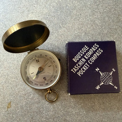 Vintage Hoffritz Brass Pocket Compass w/ Original Box – Made in Western Germany