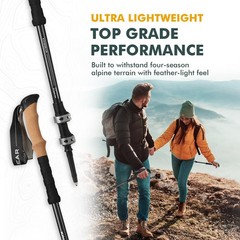 KINGGEAR Carbon Fiber Trekking Poles Cork EVA Adjustable Pair