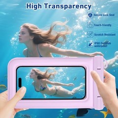 Waterproof Phone Pouch Floating, IPX68 Waterproof Phone Case for Purple Letter