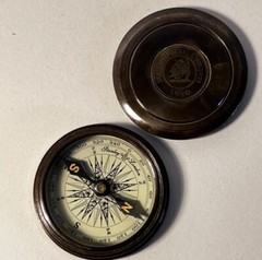 Vintage Brass Maritime Compass with Leather Case Nautical Navigation Instrument