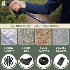 Carbon Fiber Hiking Stick 2 Pack – Professional Grade, Charcoal Gray