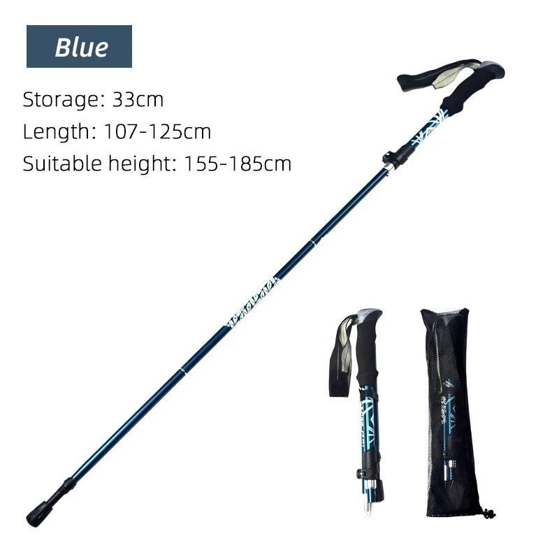 5 Section Foldable Trekking Pole Telescopic Hiking Walking Stick 1PC