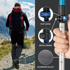 Aluminum Collapsible Trekking Poles, Lightweight Adjustable Hiking Poles
