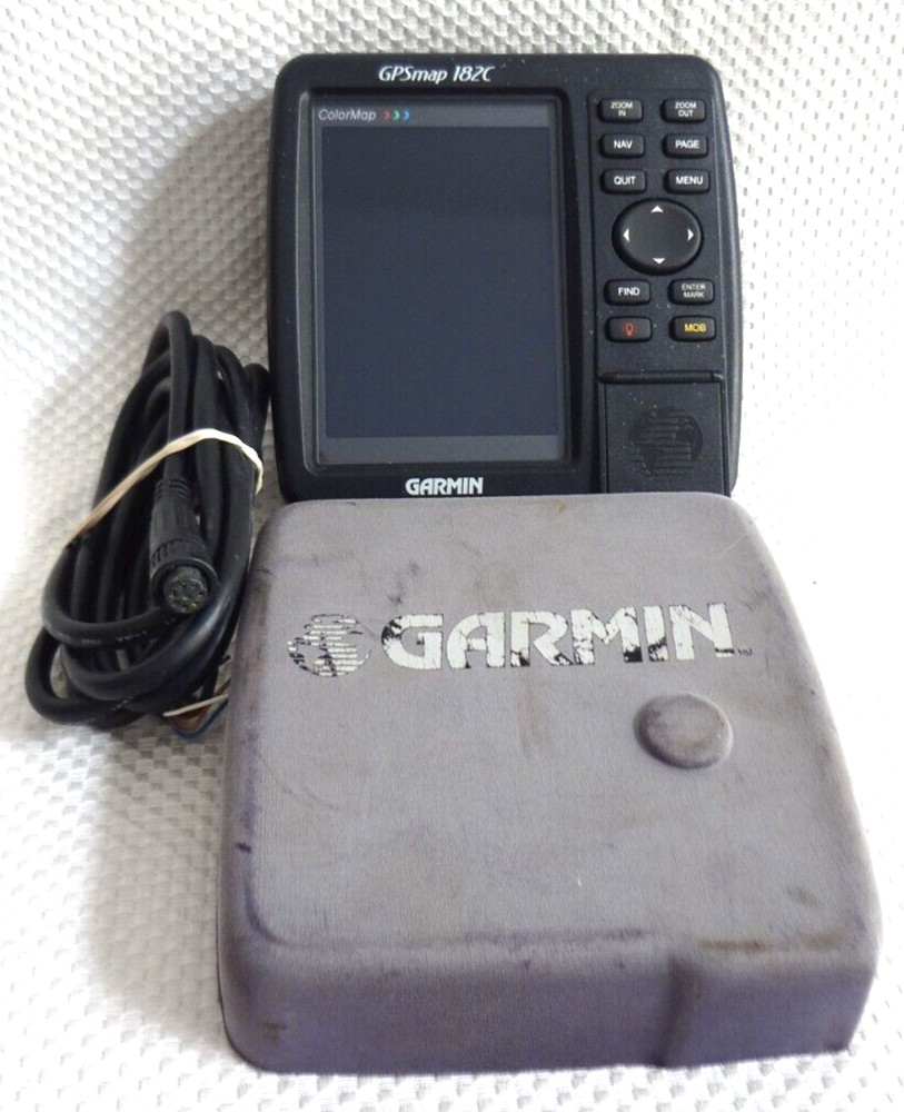 GARMIN GPSMAP 182C MARINE CHART PLOTTER FISHFINDER GPS UNIT w/ POWER KNOBS COVER