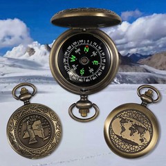 Compass Pocket Brass Watch Style Army Military Camping Hiking Outdoor Tool