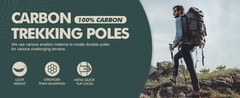 TPC 100% Carbon Fiber Hiking Poles, Telescopic Retractable Nordic Trekking