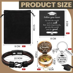 5 Pcs Compass Graduation Gift Class of 2026 Engraved Compass Keychain Leather…