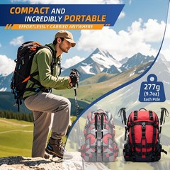 2 PCS Lightweight Collapsible Trekking Poles Adjustable Hiking Walking Stick