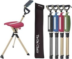 Ta-Da Chair Series 2 PRO, Portable Trekking Hiking Pole, Folding Walking Red