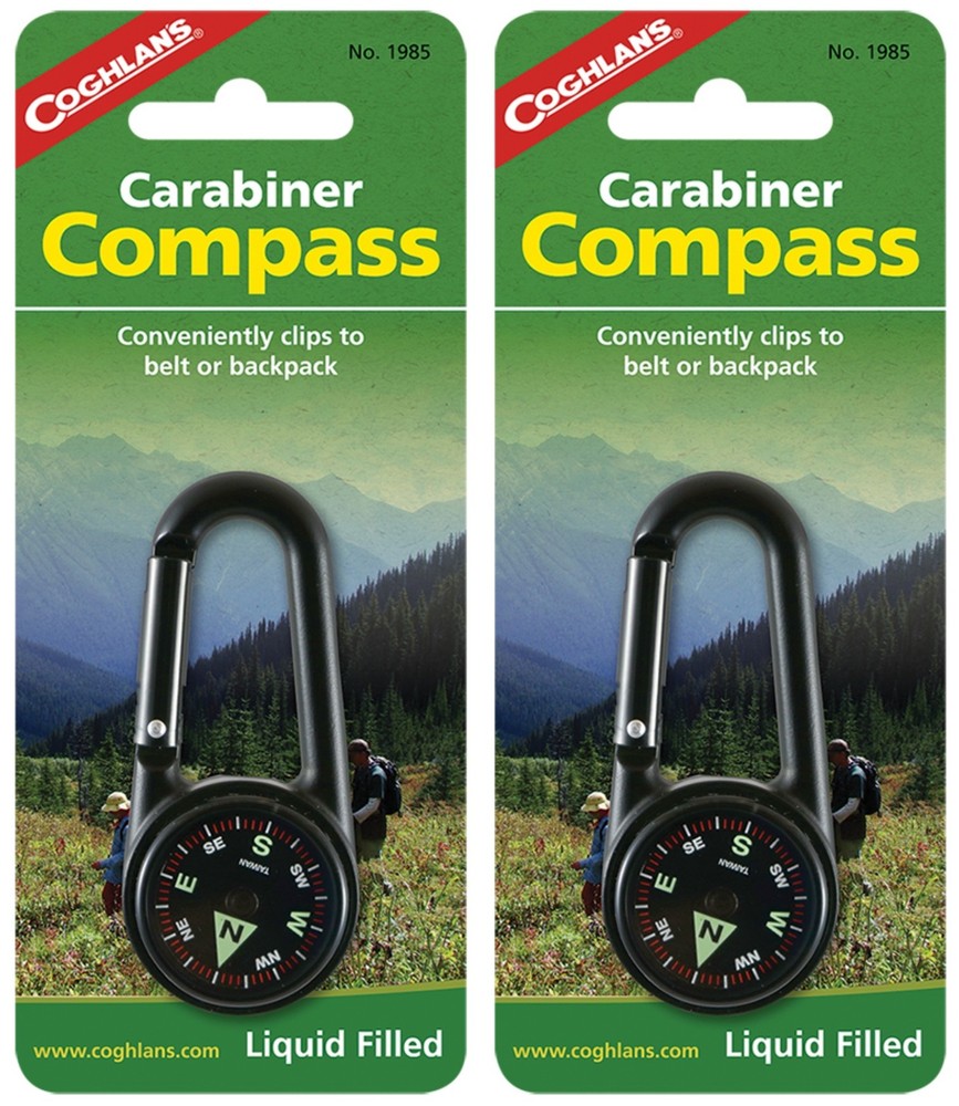 Coghlan’s Aluminum Carabiner Liquid Filled Compass (2-Pack)