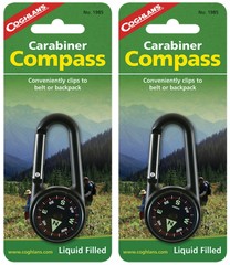 Coghlan’s Aluminum Carabiner Liquid Filled Compass (2-Pack)