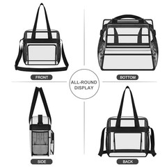 Clear Bag for Stadium Events, 12x6x12 Transparent Stadium Messenger Bag Black