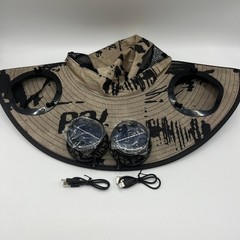 2Pcs Travel Set Waterproof Backpack + Solar USB Fan Sun Hat Adjustable