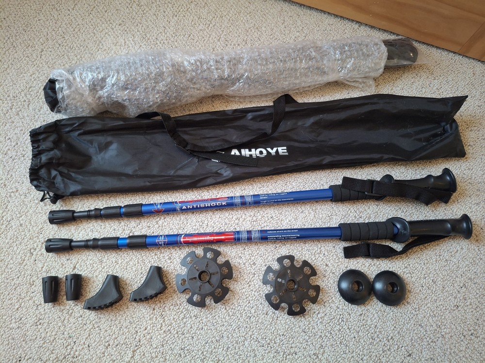 2 Sets of Aihoye Hiking Trekking Poles Collapsible, Lightweight, Anti Shock