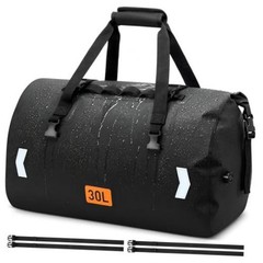 Waterproof Motorcycle Dry Bag Roll-top Motorcycle Tail Bag with Air 30L Black