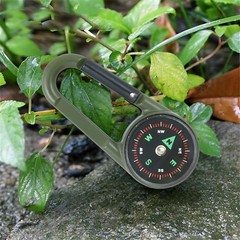 Compass With Carabiner Hook Thermometer Multifunctional Portable Metal Carabi…