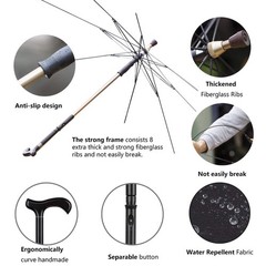 Height Adjustable Walking Cane Umbrella – Heavy Duty Tungsten Steel, Ideal for H
