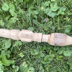 Hand-Carved Wooden Walking Stick Cane w/ Animal Head Handle, Brown, Unisex
