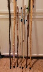 CUSTOM CEDAR STICKS TREK HIKE CAMP PARACORD OR LEATHER WRAP OR LANYARD+COMPASS