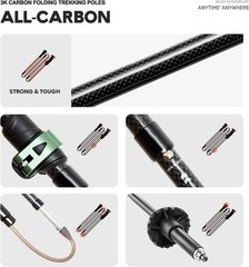 Carbon Fiber Hiking Poles 2 PC Ultra Lightweight / 0.5LB Collapsible Hiking &