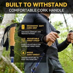 Carbon Fiber Trekking Poles Lightweight – Collapsible Hiking Poles with Cork