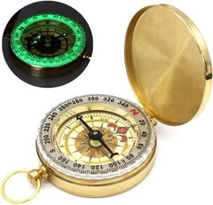 Camping Survival Compass for Hiking,Small Golden Pocket Compass for Kids,Glow in