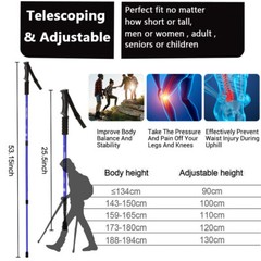 Pair(2PCS) Trekking Walking Hiking Sticks Poles Adjustable Alpenstock Anti-shock