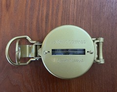 Vintage Lensatic Compass Liquid Filled Edge from Japan Functional Gold color