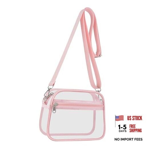 Clear Bag for Stadium Events Clear Sports Fan Handbags Purses with Large Pink