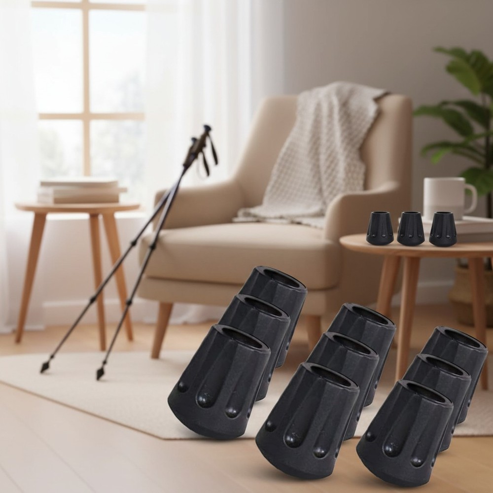 Walking Stick Tips – Pack of 6 Replacement Rubber Cane Tips Fit Most Trekking…
