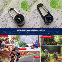 2 Pack Carabiner Clip on Compass Hiking – Compact Compass Keychain Backpacks | S