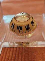 Vintage Acrylic Lucite Transparent Compass Floating In Liquid