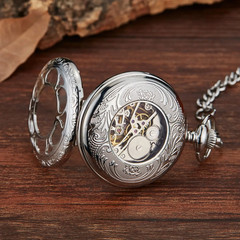 Retro Mechanical Pocket Watch Luminous Petals Textured Flip Cover