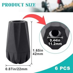6PCS Walking Stick Tips, Shock Absorption Trekking Pole Tips Replacements,