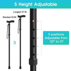 Folding Cane, Walking Poles with Adjustable Height, Canes for Men, Women and for