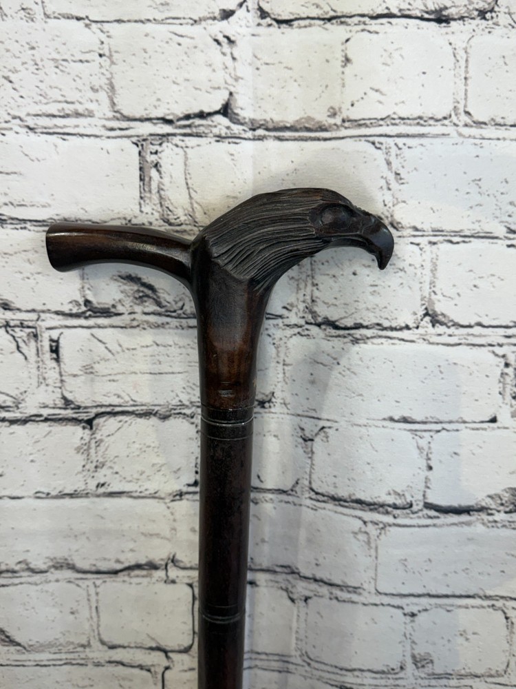 Eagle Bird Head 90cm Tribal African Walking Stick Cane Hand Carved Dark Wood
