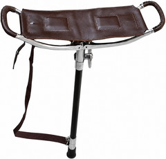 BIG SIZE BROWN LEATHER SHOOTING STICK WITH RUBBER Ferrule Walking Chairs