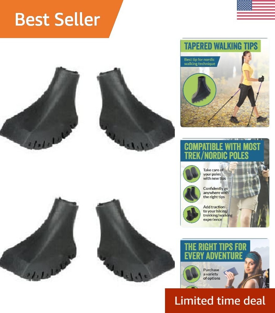 4 Pack of Rubber Replacement Tips for Hiking and Nordic Walking Poles