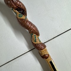 Walking Stick Hand Carved And Painted With Snake And Flags