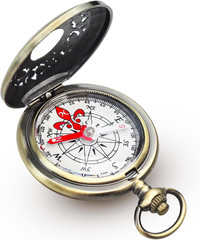 Vintage Steampunk Pocket Compass, Zinc Alloy Camping Survival Compass Hollow Cam