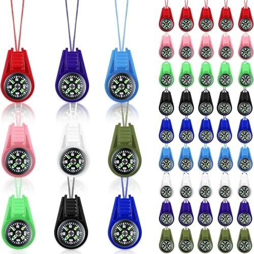 Compass for Kids Hiking and Survival Small Mini Pocket Compasses Keychain 25