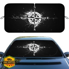 Zyprox Black White Compass 59″x31.5″ Sunshade